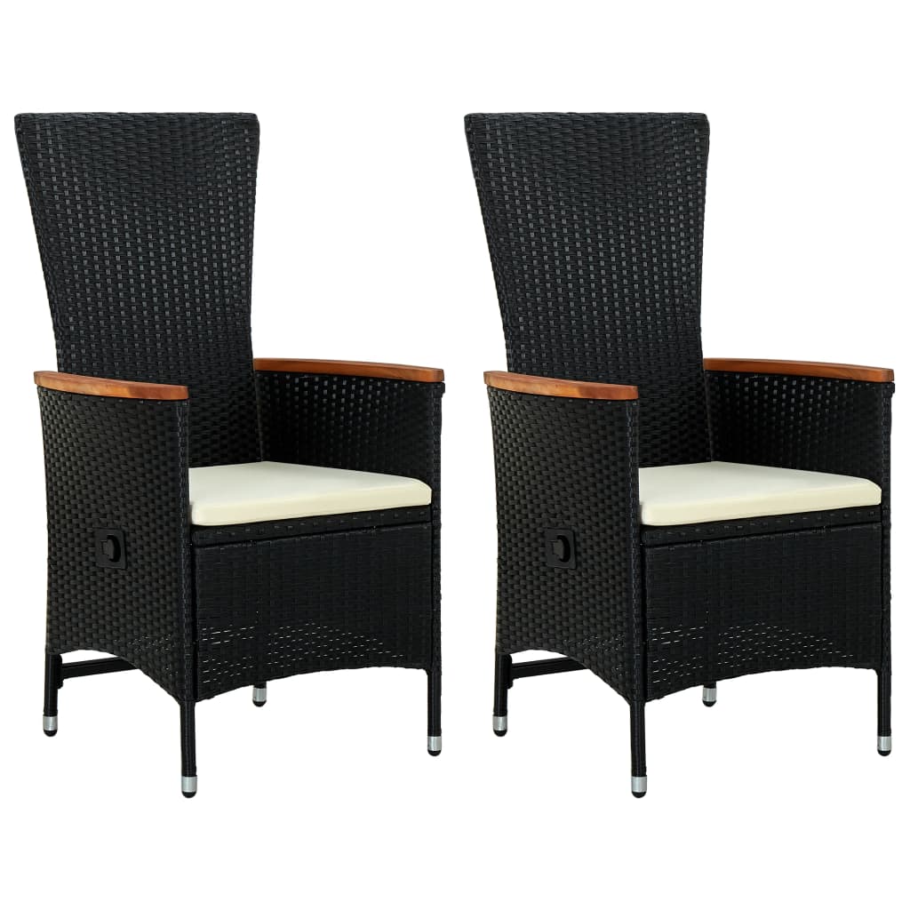 Havestole 2 stk. med hynder polyrattan sort - number 1.