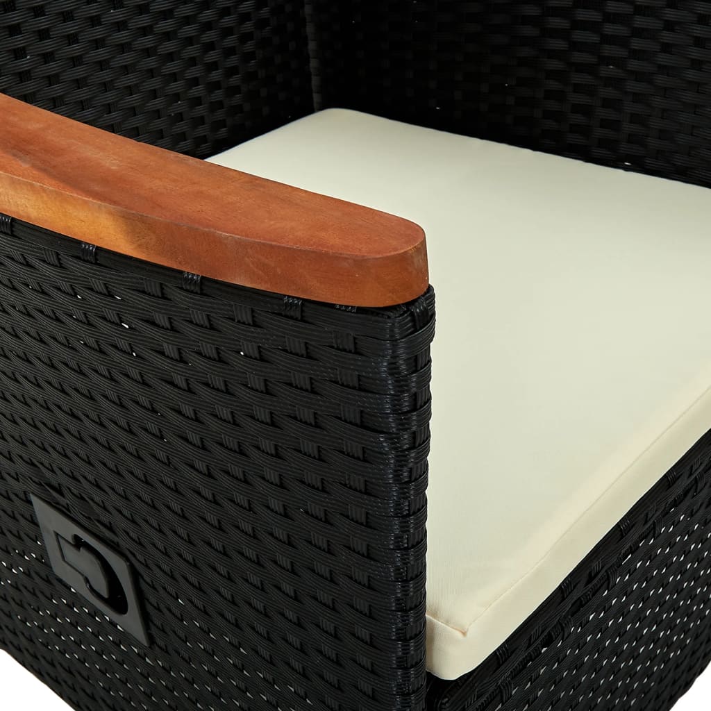 Havestole 2 stk. med hynder polyrattan sort - number 5.