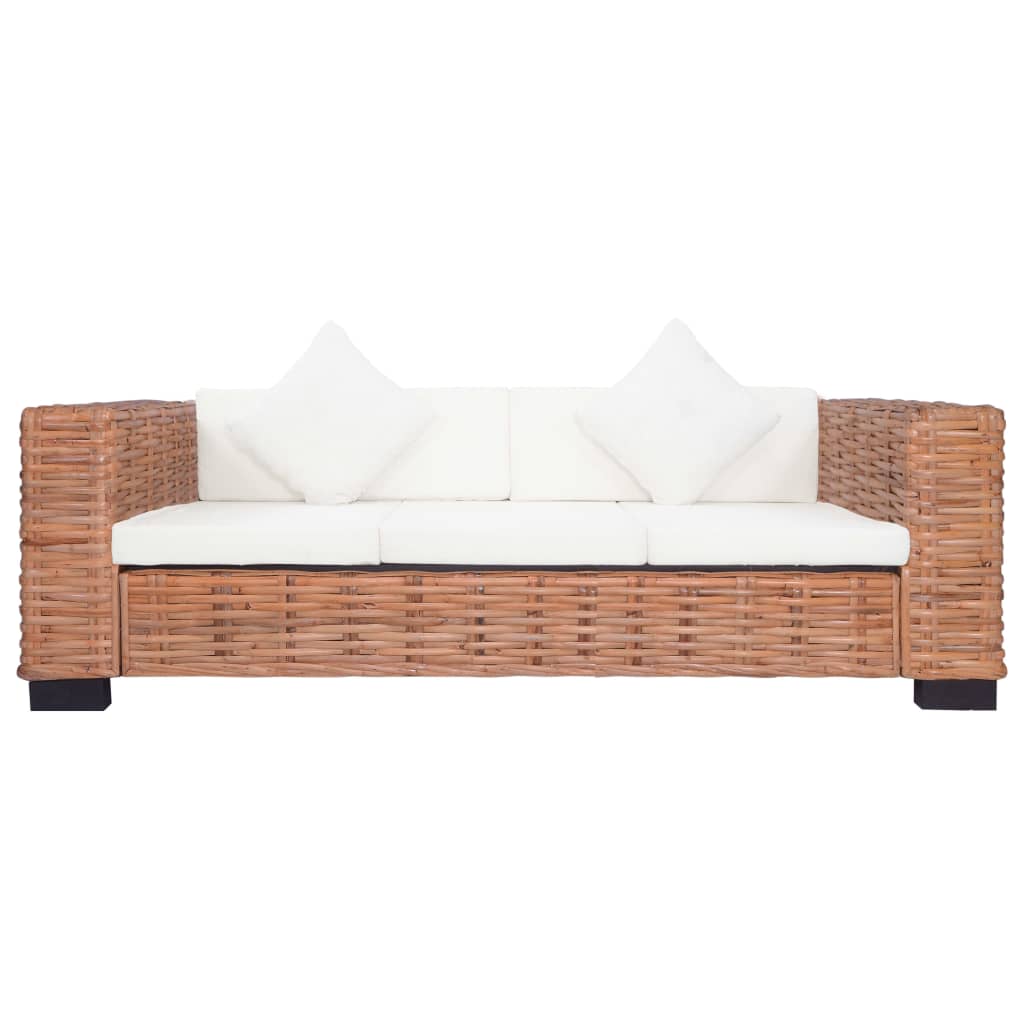 Sofasæt 2 dele med hynder naturligt rattan - number 5.