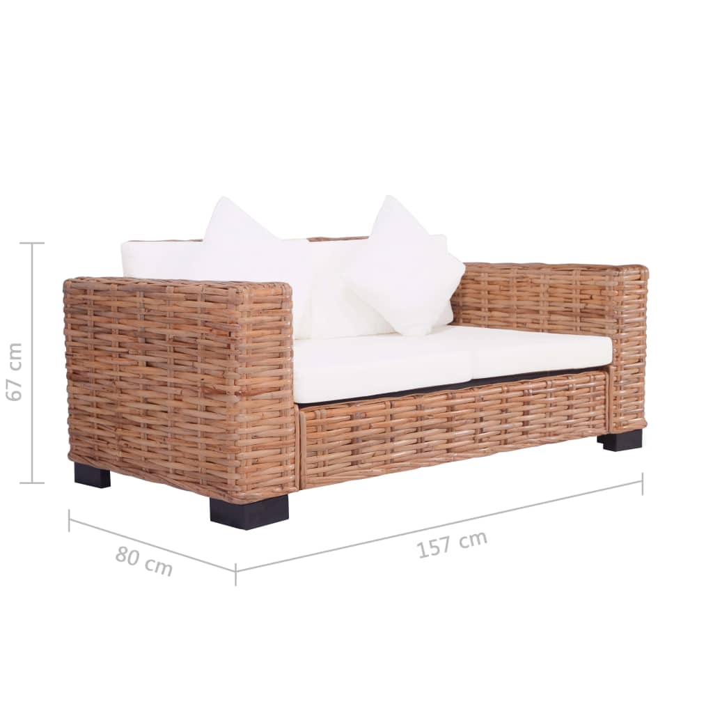 Sofasæt 2 dele med hynder naturligt rattan - number 9.
