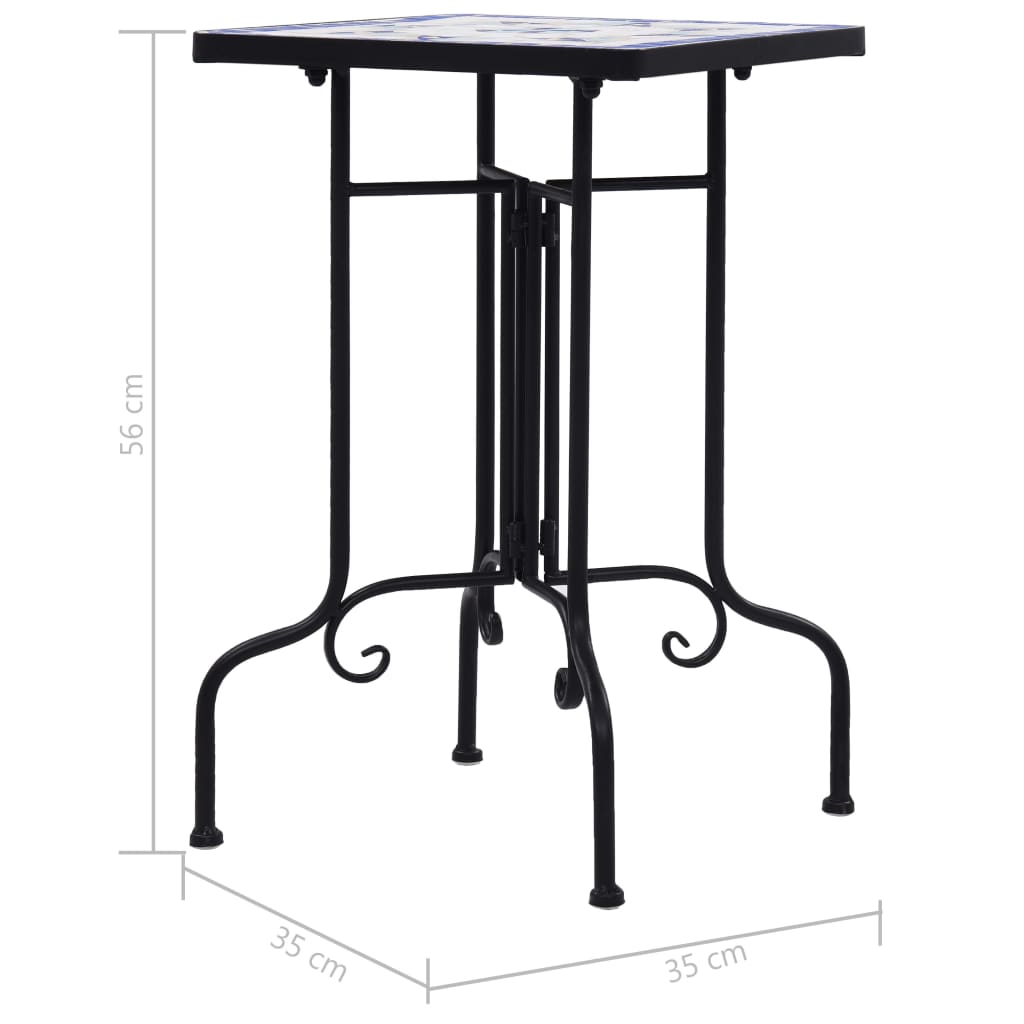 Mosaic table ceramic and white - blue, 1 - number 7.