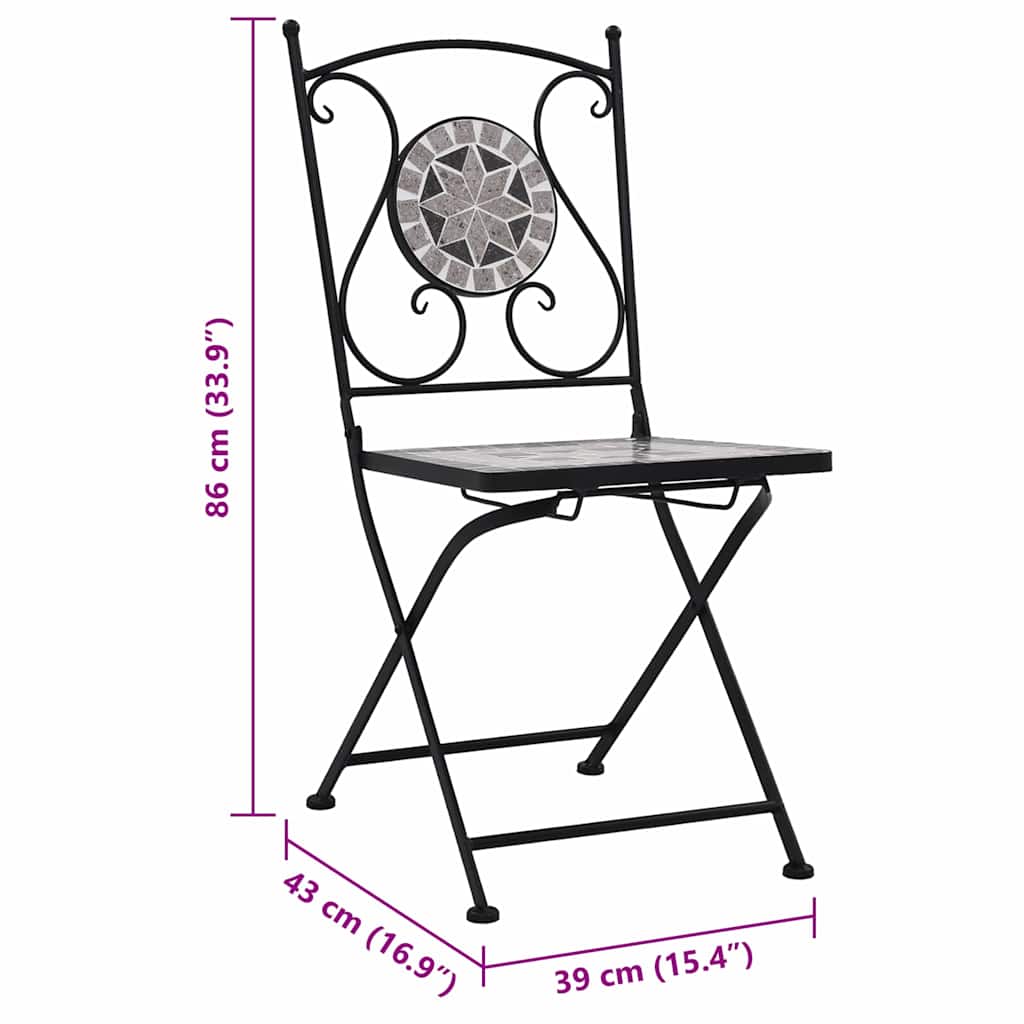 Bistro stolice kom. s motivom mozaika - siva, 2 - number 11.