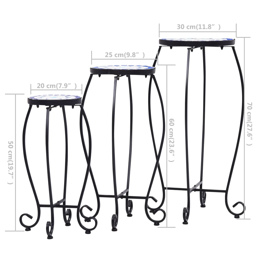 Mozaik stolovi kom. keramika i bijelo - plava, 30 x 70 cm, 3 - number 8.