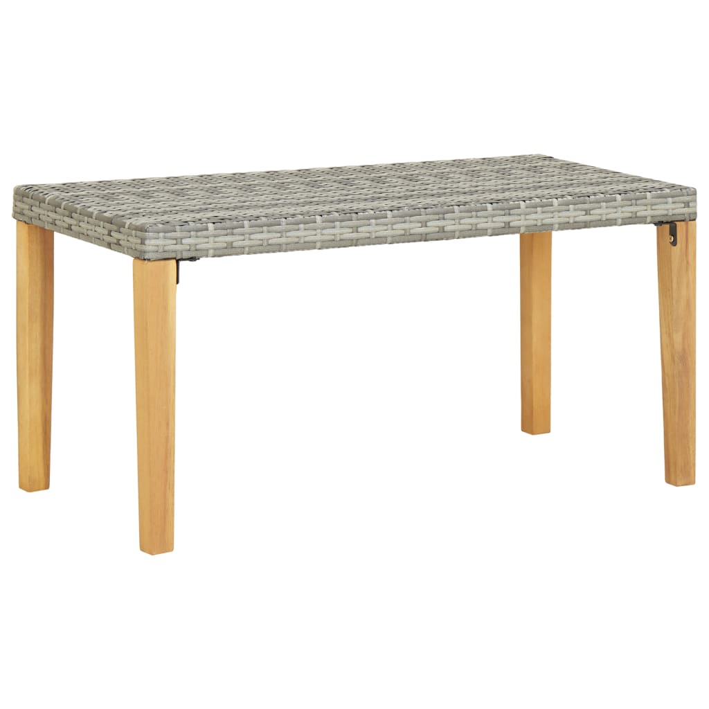 Havebænk 120 cm polyrattan og massivt akacietræ - grå, 1, x - number 1.