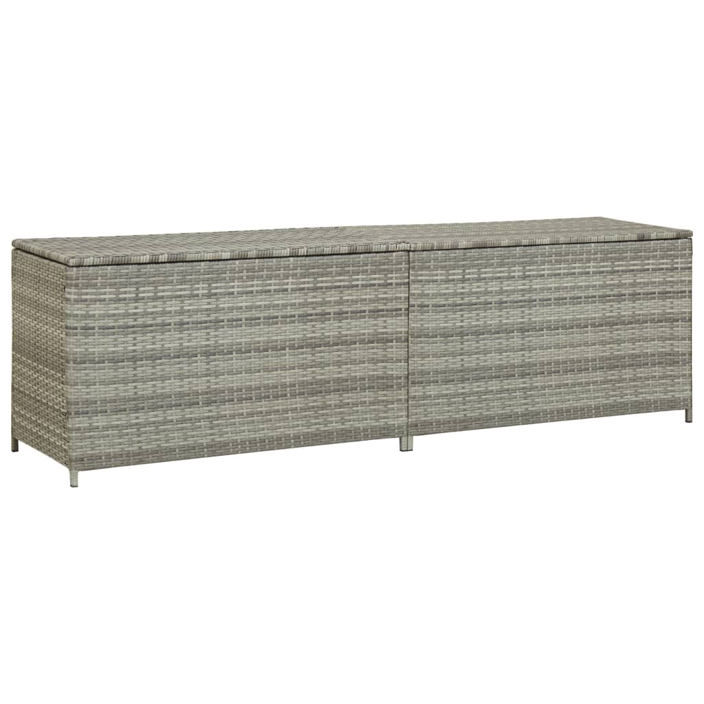 Opbevaringskasse til haven 200x50x60 polyrattan - grå, 200 x 50 x 60 cm - number 1.