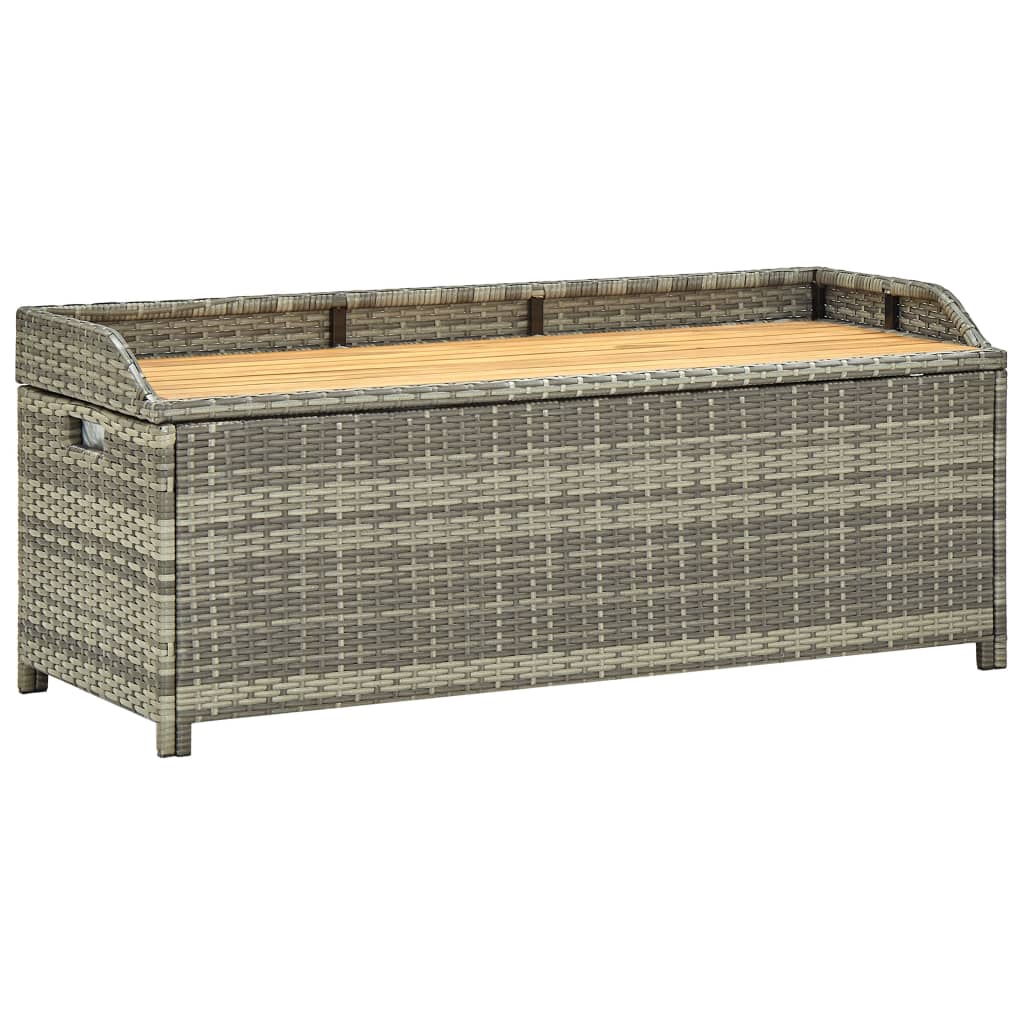 Havebænk med opbevaring 120 cm polyrattan - grå, 120 x 50 x 50 cm, 1 - number 1.