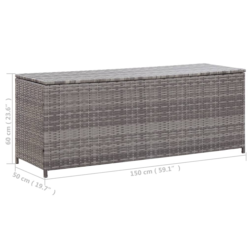 Opbevaringskasse til haven 150x50x60 cm polyrattan grå - number 8.