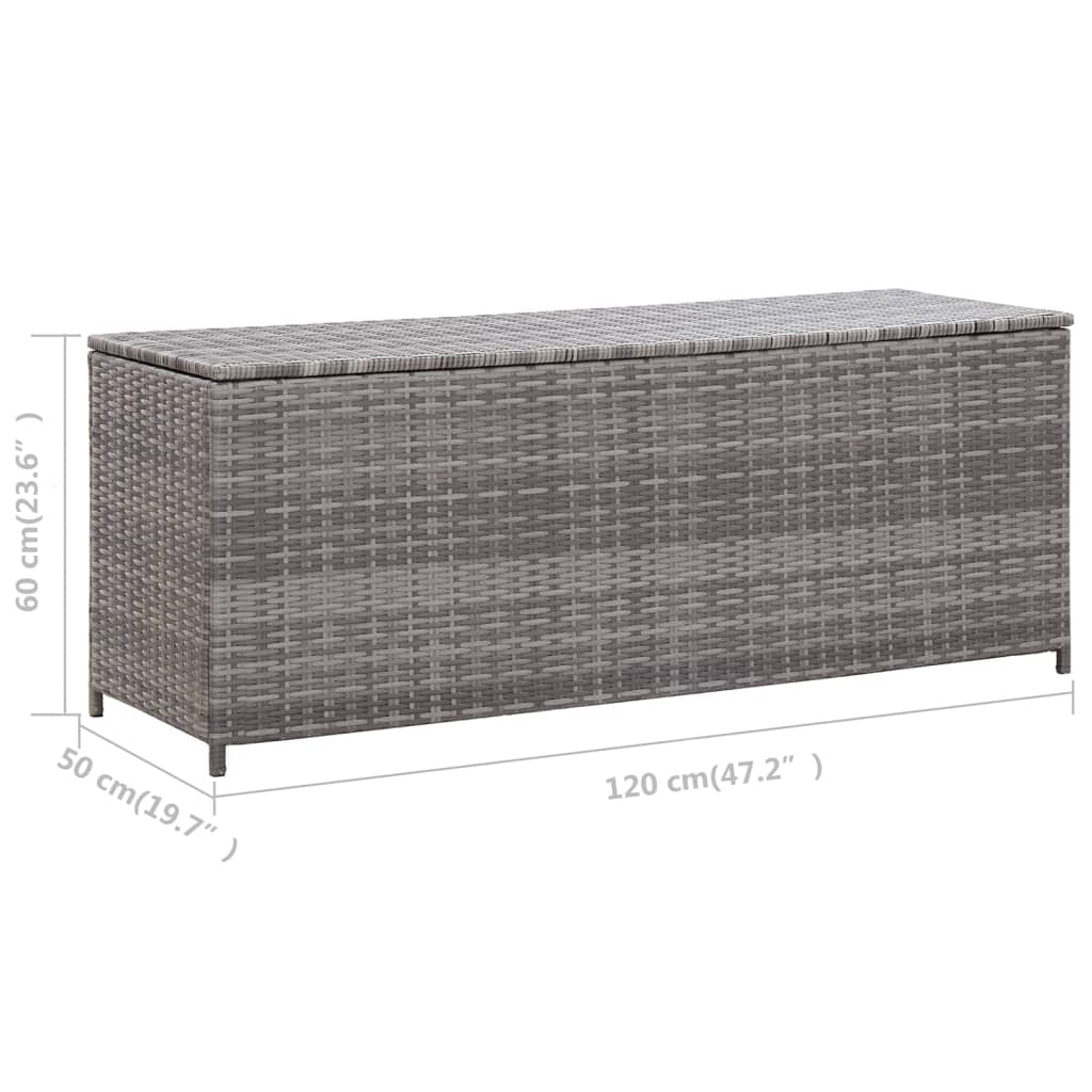 Opbevaringskasse til haven 120x50x60 cm polyrattan grå - number 8.