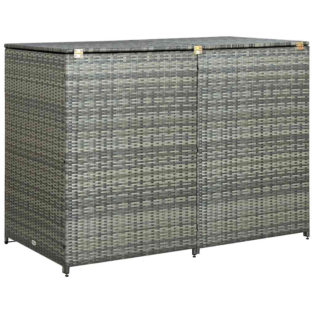 Double bin cover 148x77x111 cm polyrattan grey - number 2.