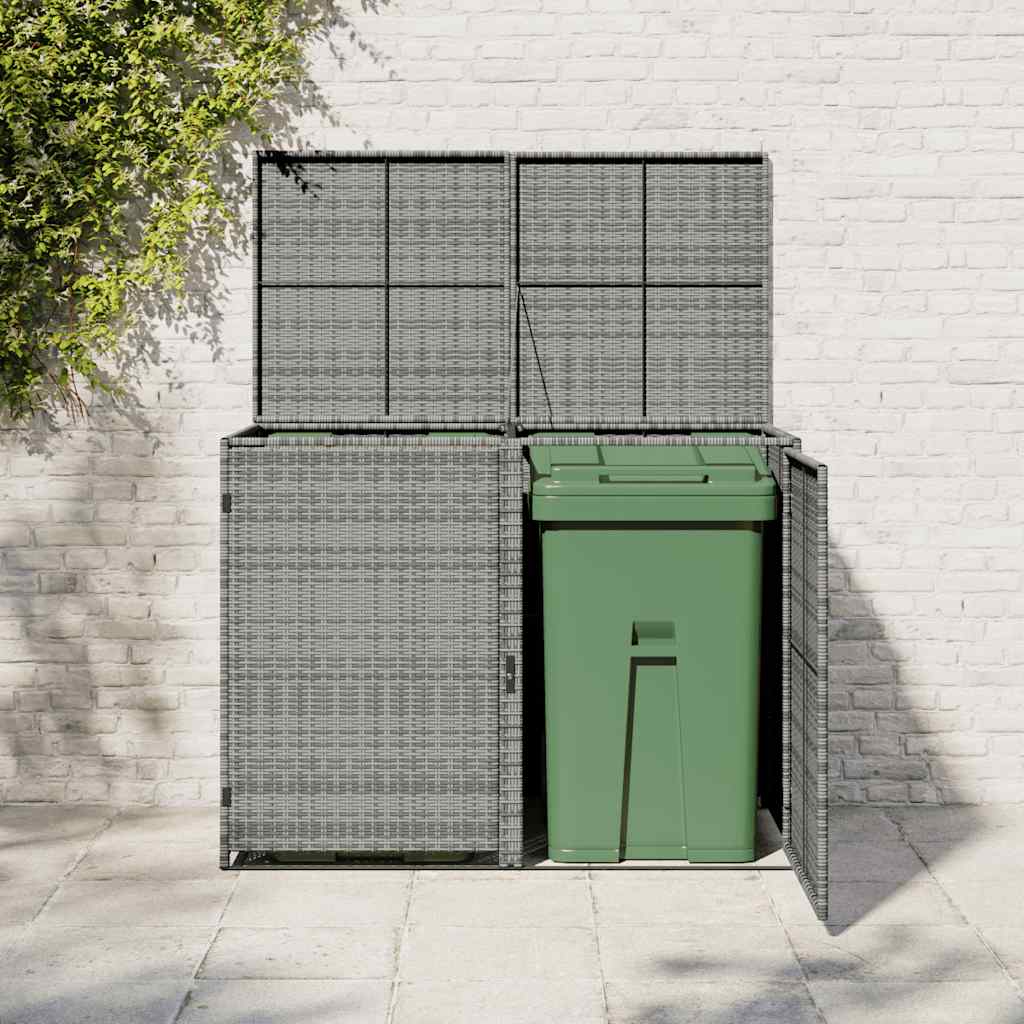 Double bin cover 148x77x111 cm polyrattan grey - number 3.