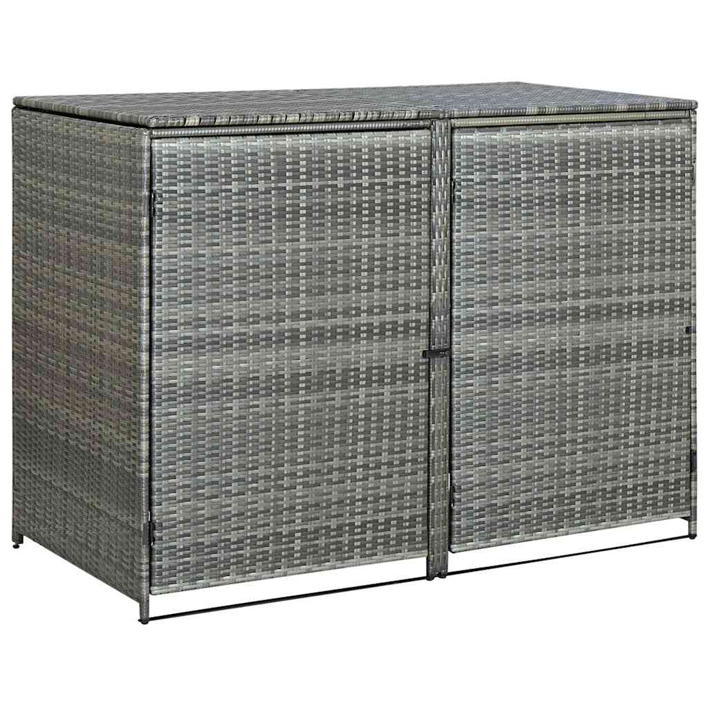 Double bin cover 148x77x111 cm polyrattan grey - number 5.
