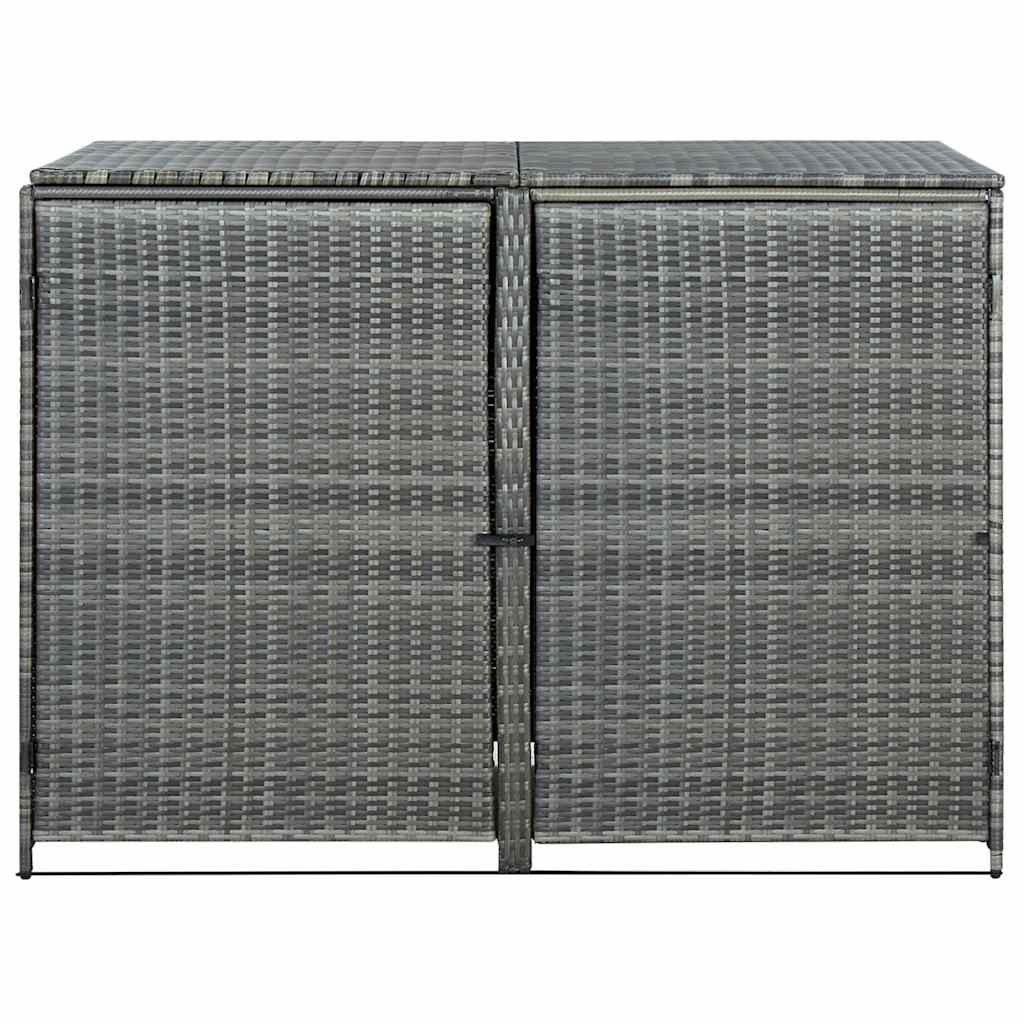 Double bin cover 148x77x111 cm polyrattan grey - number 4.