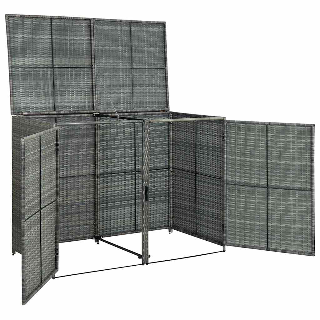Double bin cover 148x77x111 cm polyrattan grey - number 6.