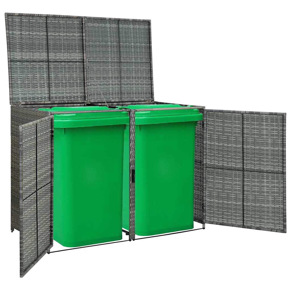 Double bin cover 148x77x111 cm polyrattan grey - number 10.