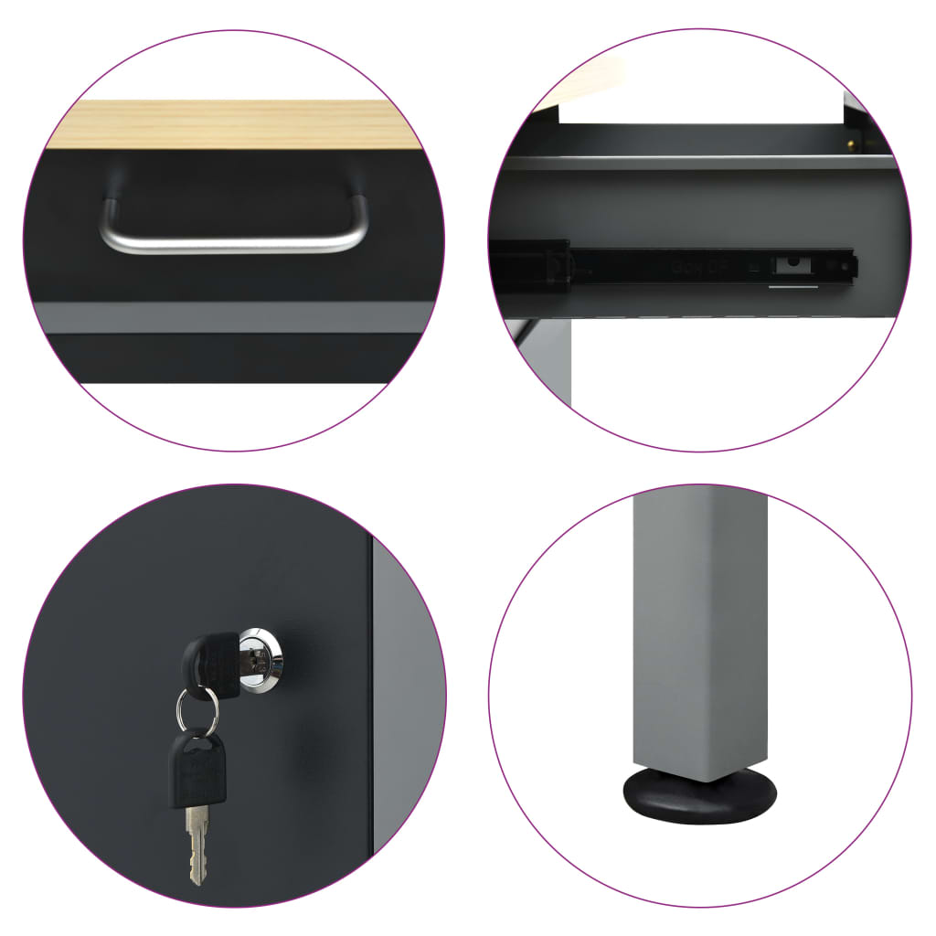 Table de travail 120x60x85 cm acier noir - number 8.