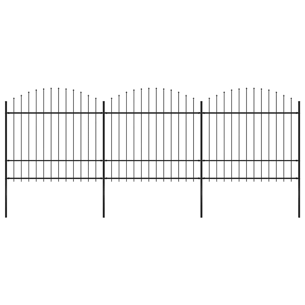 Zahradní plot s vrcholem (1,5-1,75) x 5,1 m černá ocel - 1, 5,1 m, 150-175 cm - number 1.