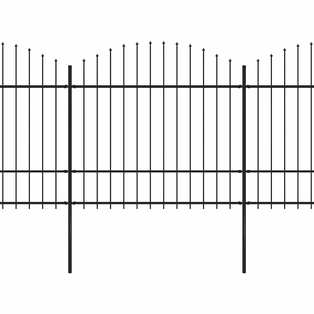Zahradní plot s vrcholem (1,5-1,75) x 5,1 m černá ocel - 1, 5,1 m, 150-175 cm - number 2.