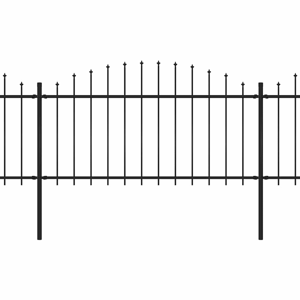Fence du jardin avec haut de lance (1,25-1,5) x 8,5 m en acier noir-1, 8,5 m, 125-150 cm - number 2.