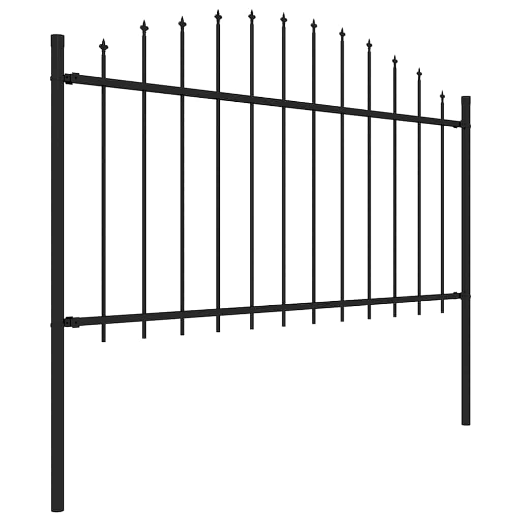 Fence du jardin avec haut de lance (1,25-1,5) x 8,5 m en acier noir-1, 8,5 m, 125-150 cm - number 3.