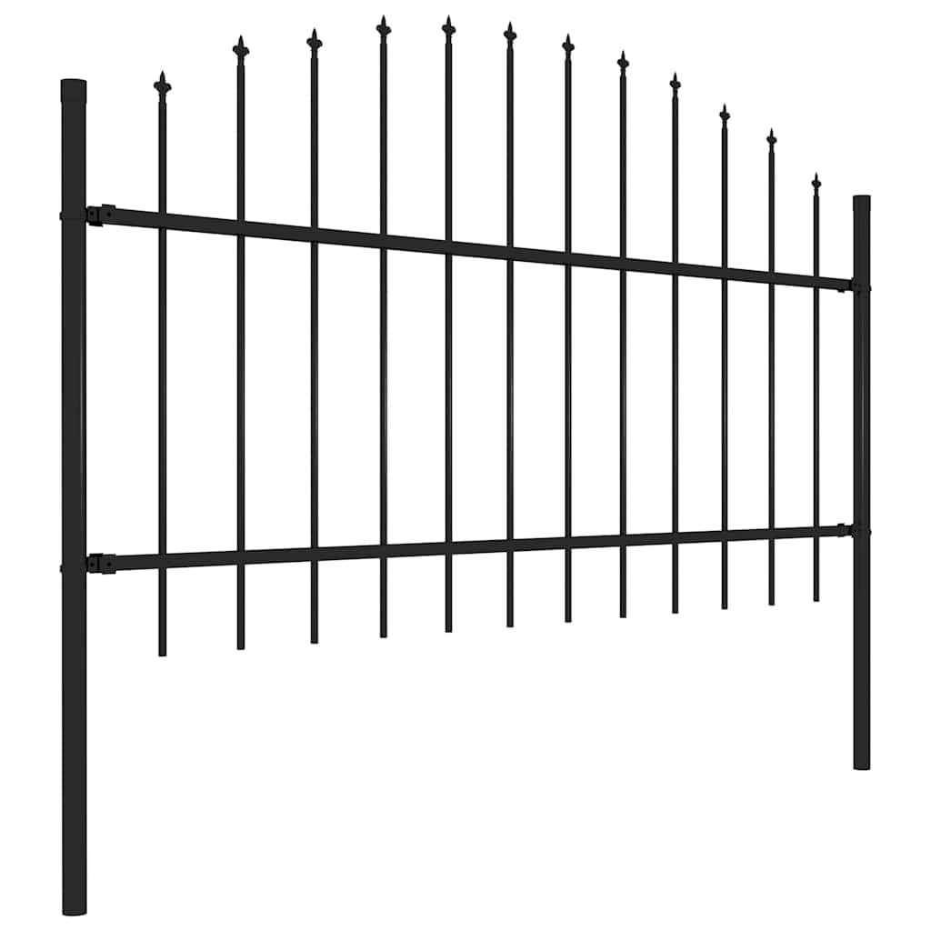 Fence du jardin avec haut de lance (1-1,25) x 8,5 m en acier noir-1, 8,5 m, 100-125 cm - number 3.