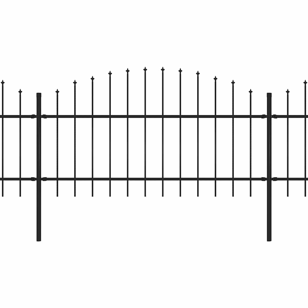 Fence du jardin avec haut de lance (1-1,25) x 11,9 m en acier noir-1, 11,9 m, 100-125 cm - number 2.
