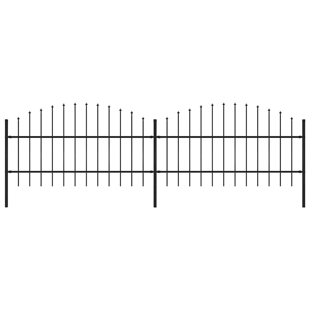 Trädgårdsstaket med spiktopp (0,75-1) x 3,4 m svart stål - 1, 3,4 m, 75-100 cm - number 1.