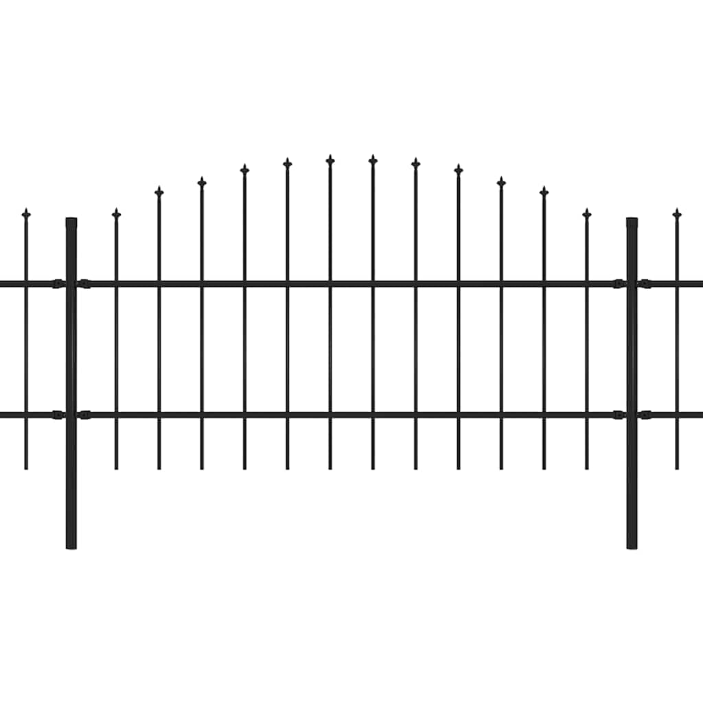 Fence du jardin avec haut de lance (0,75-1) x 15,3 m en acier noir-1, 15,3 m, 75-100 cm - number 2.