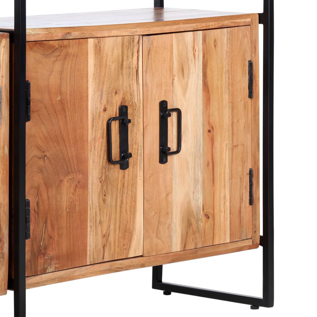 Bokhylle i 4 nivåer 124 x 30 x 180 cm massivt akasietre - number 7.