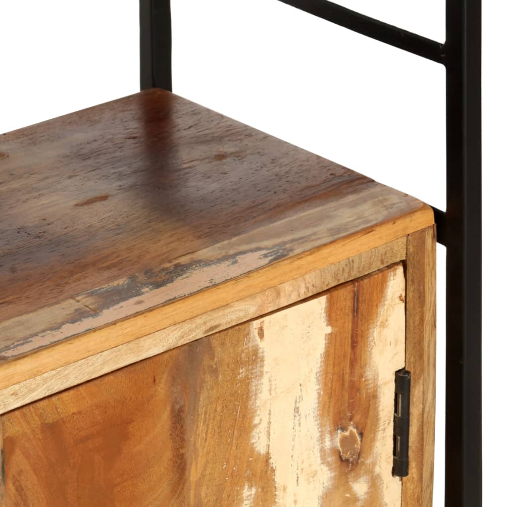 Bogreol i 4 niveauer 80x30x180 cm massivt genbrugstræ - number 8.