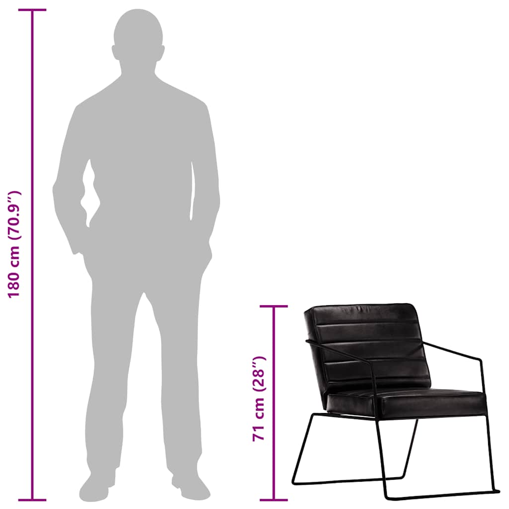 Lænestol ægte læder sort - number 9.