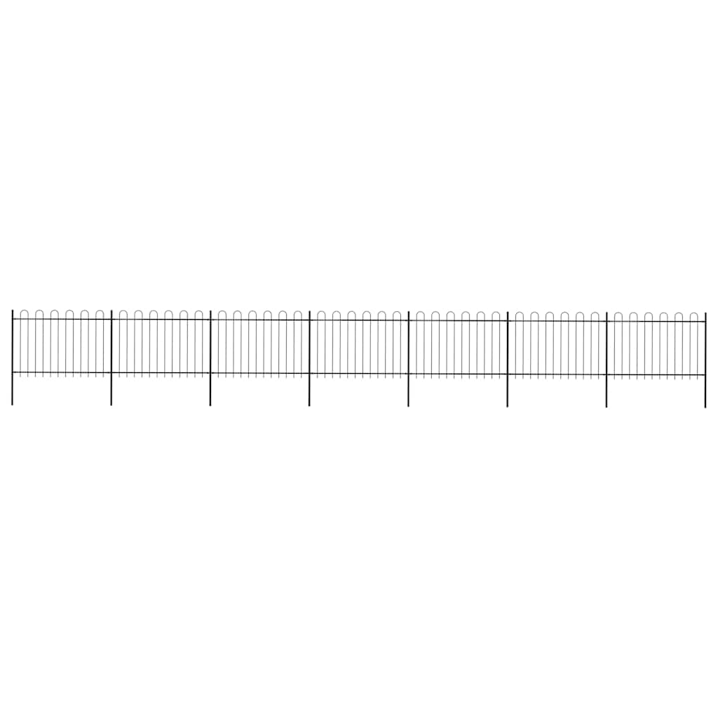 Hagegjerde med buet topp 11,9 x 1,2 m sort stål - 1, 11,9 m, 1,2 m - number 1.