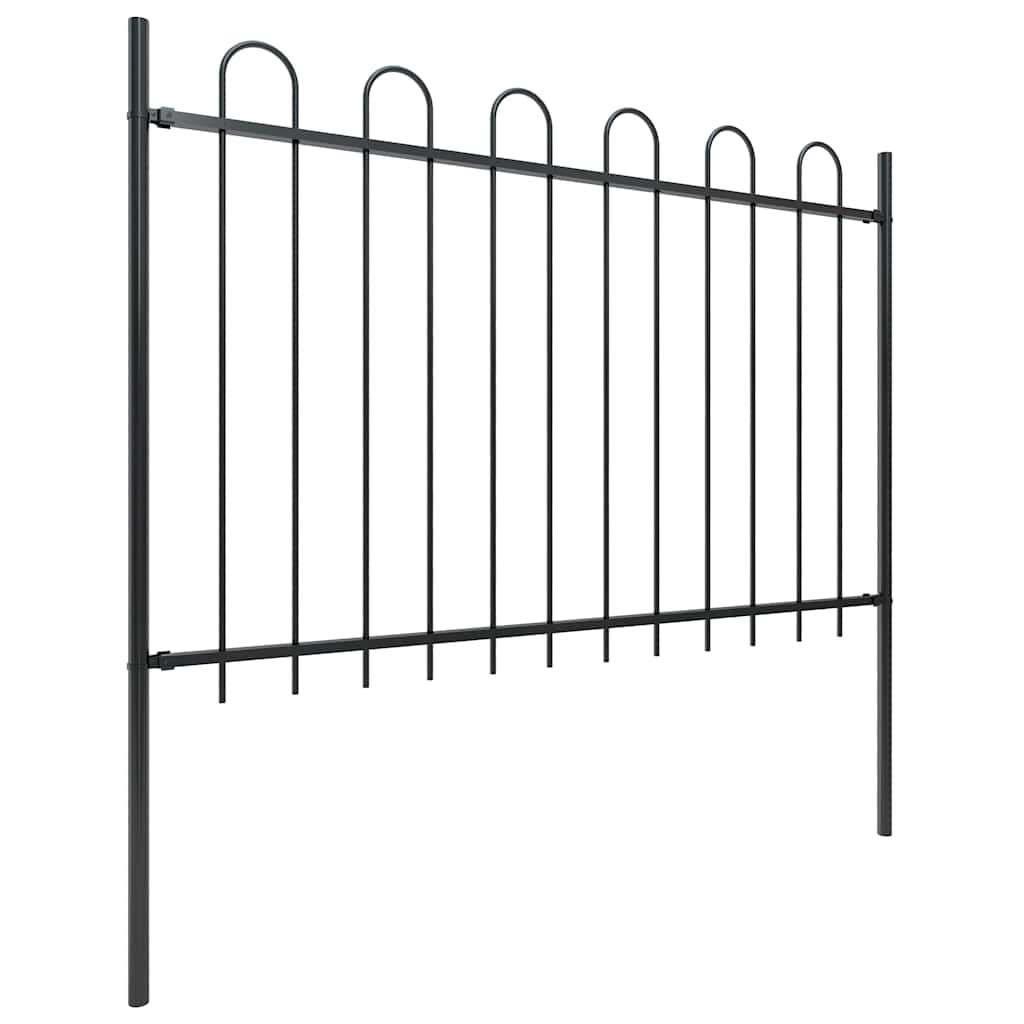 Hagegjerde med buet topp 11,9 x 1,2 m sort stål - 1, 11,9 m, 1,2 m - number 2.