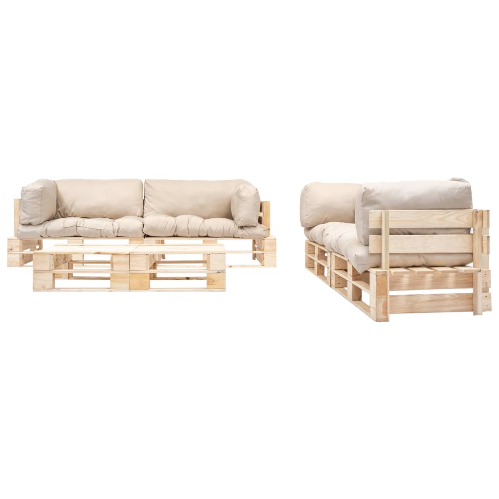 Havel lounge set drvenih paleta 6 dijelova jastuka s okrivljenim pijeskom - number 2.