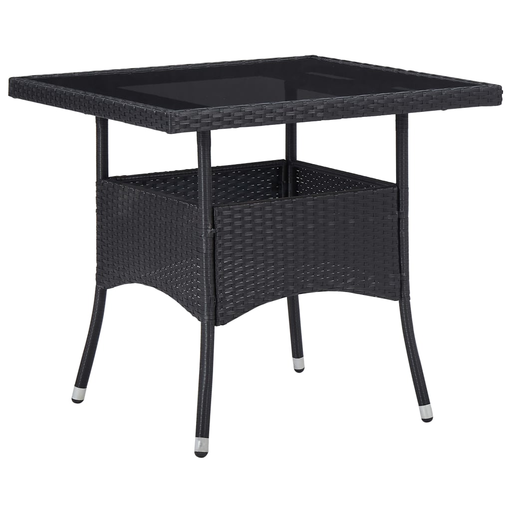 Tavolo da pranzo da esterno polyrattan e vetro - nero, 1 - number 1.