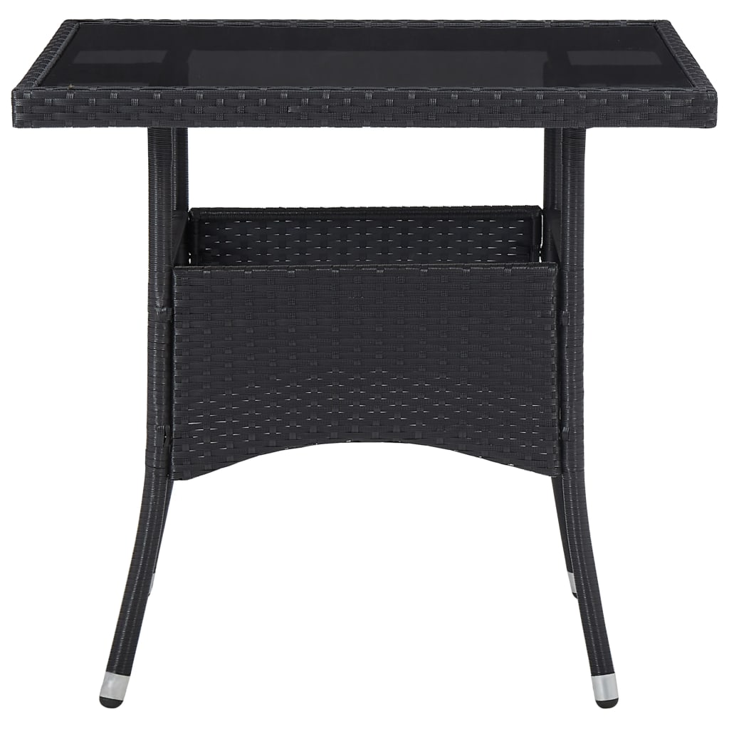 Tavolo da pranzo da esterno polyrattan e vetro - nero, 1 - number 2.