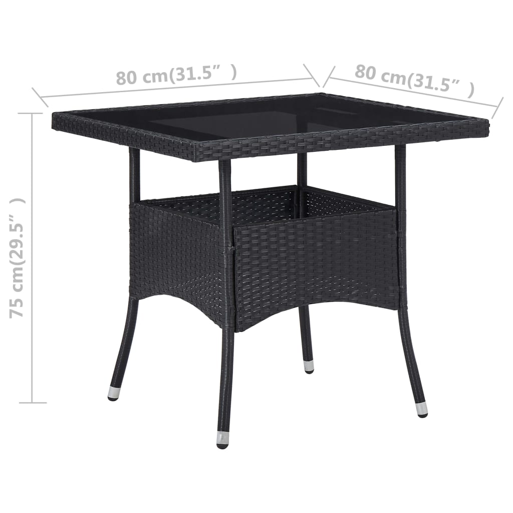 Tavolo da pranzo da esterno polyrattan e vetro - nero, 1 - number 4.