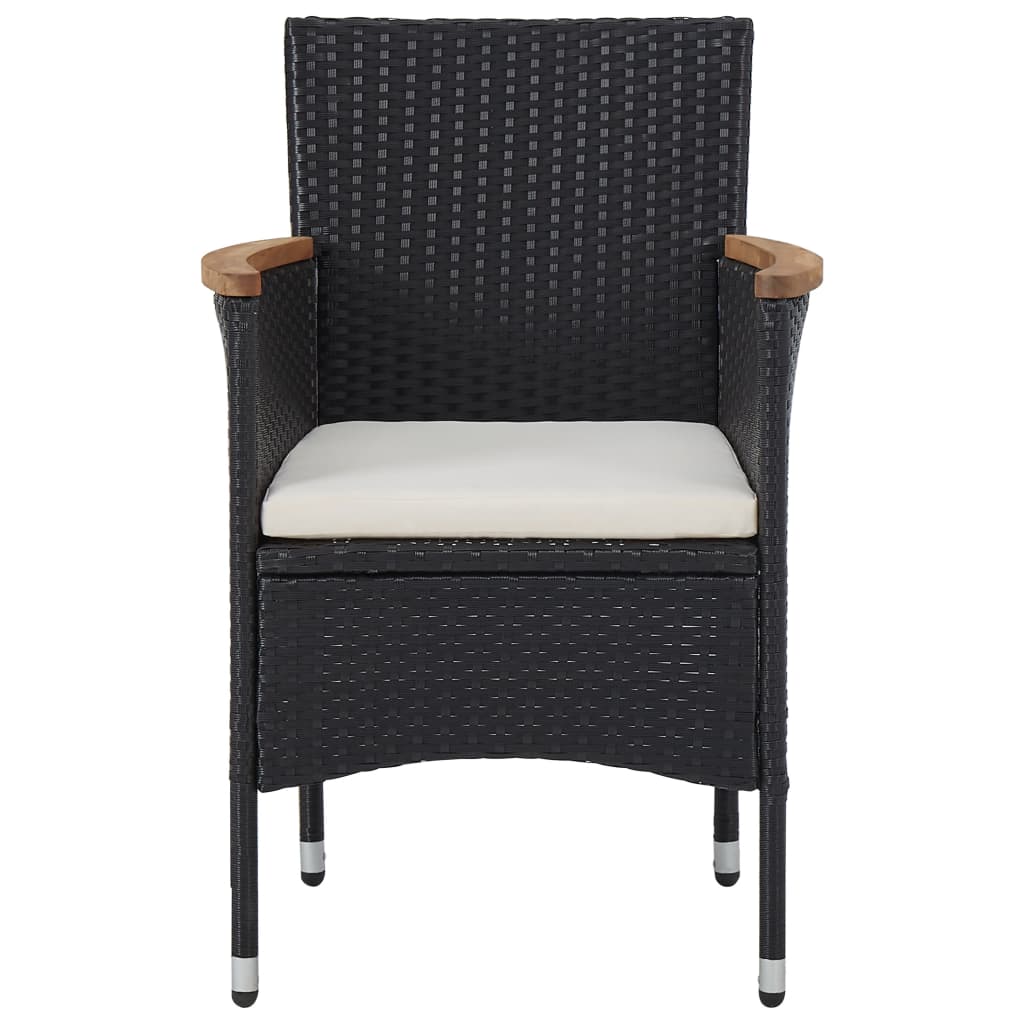 Udendørs spisebordssæt i 5 dele polyrattan og akacietræ sort - number 7.