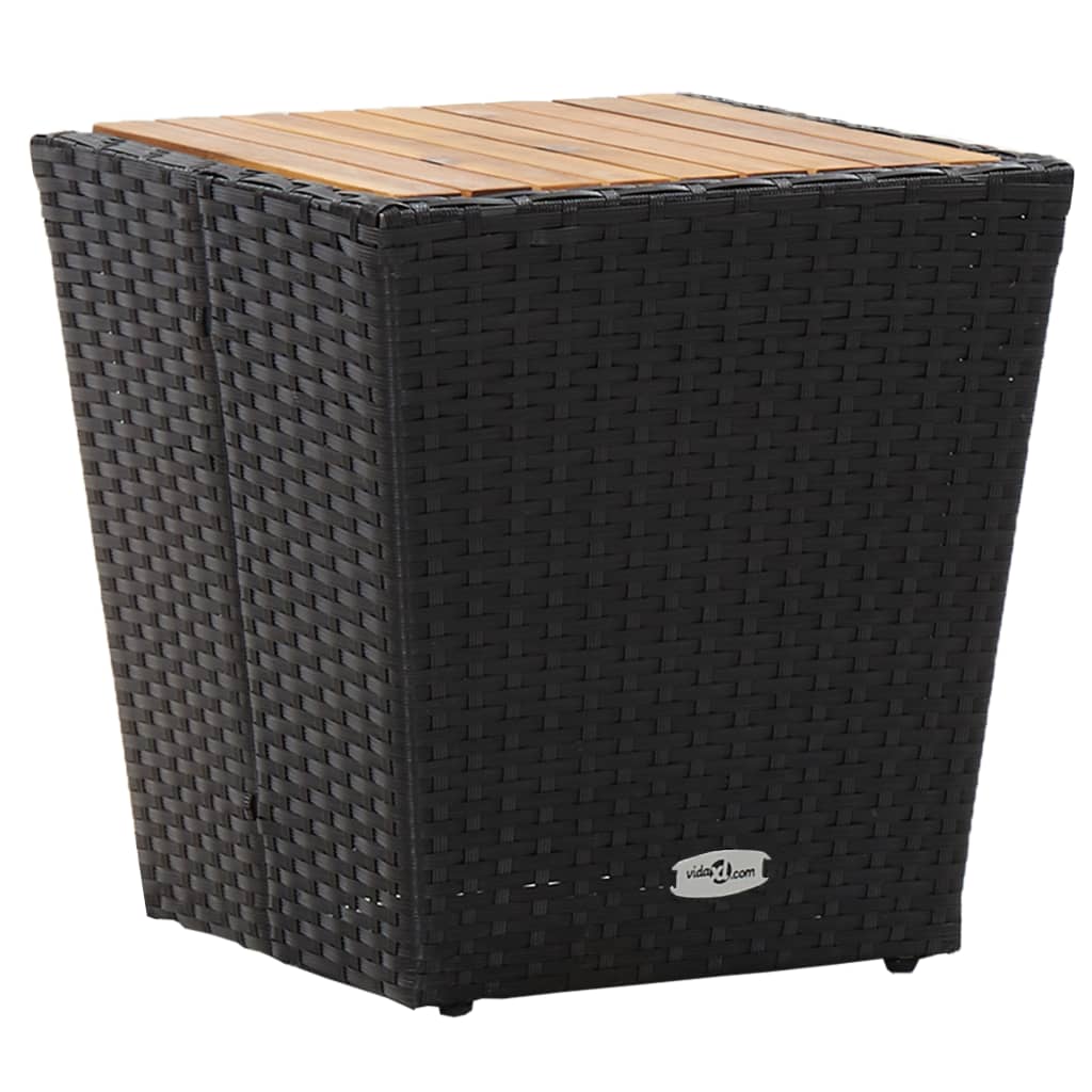 Tebord 41,5x41,5x43 cm polyrattan og heltre akasietre svart - number 1.