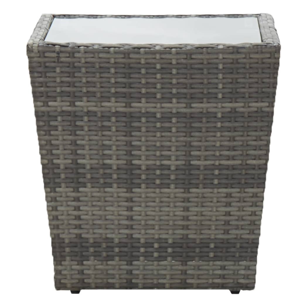 Tebord 41,5x41,5x43 cm hærdet glas og polyrattan grå - number 2.