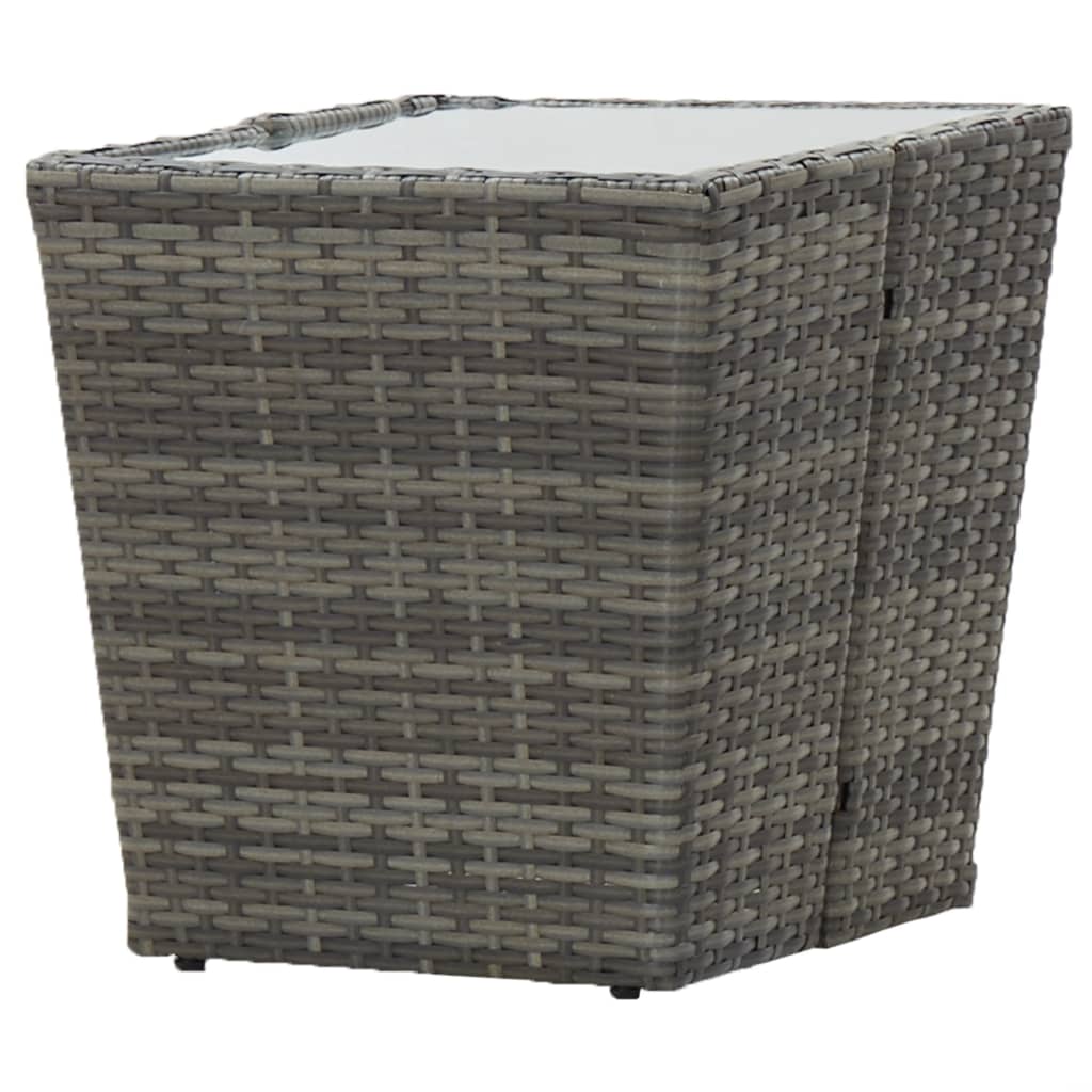 Tebord 41,5x41,5x43 cm hærdet glas og polyrattan grå - number 4.