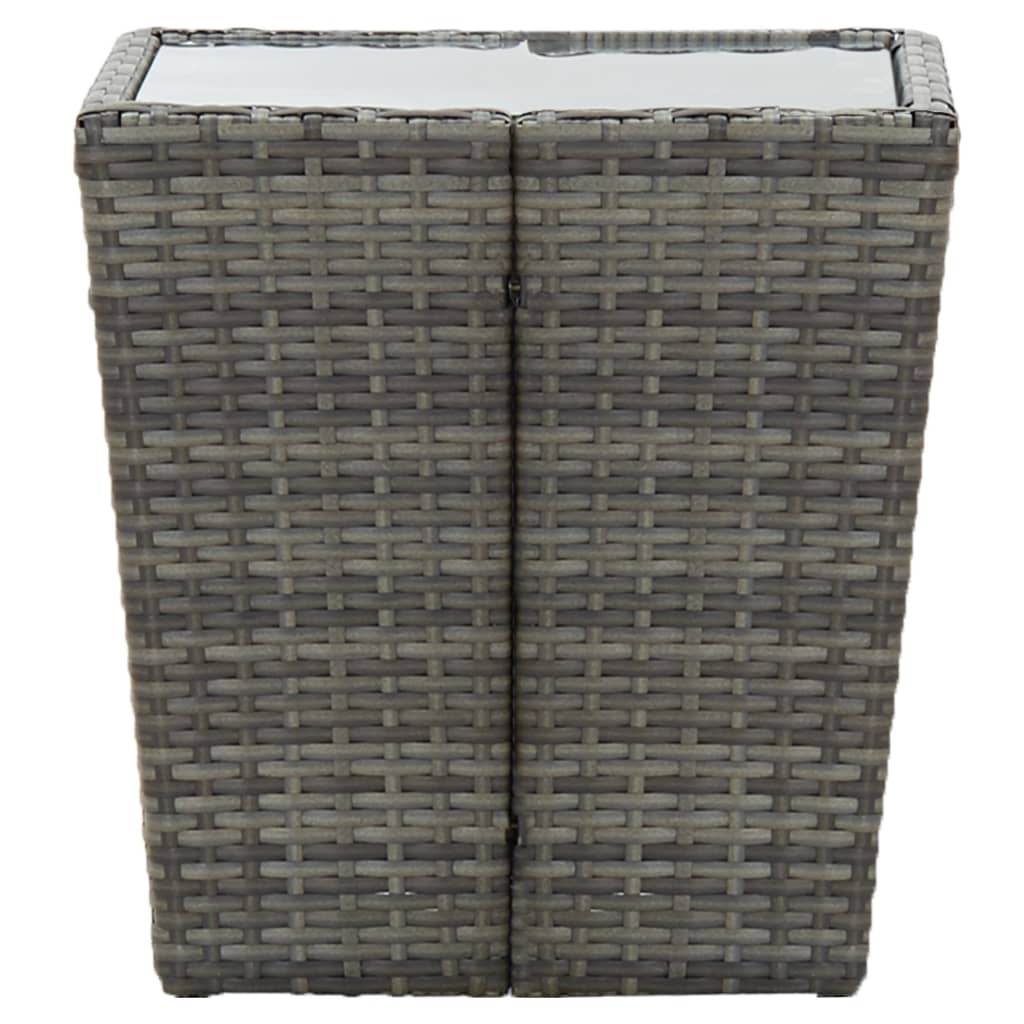 Tebord 41,5x41,5x43 cm hærdet glas og polyrattan grå - number 3.