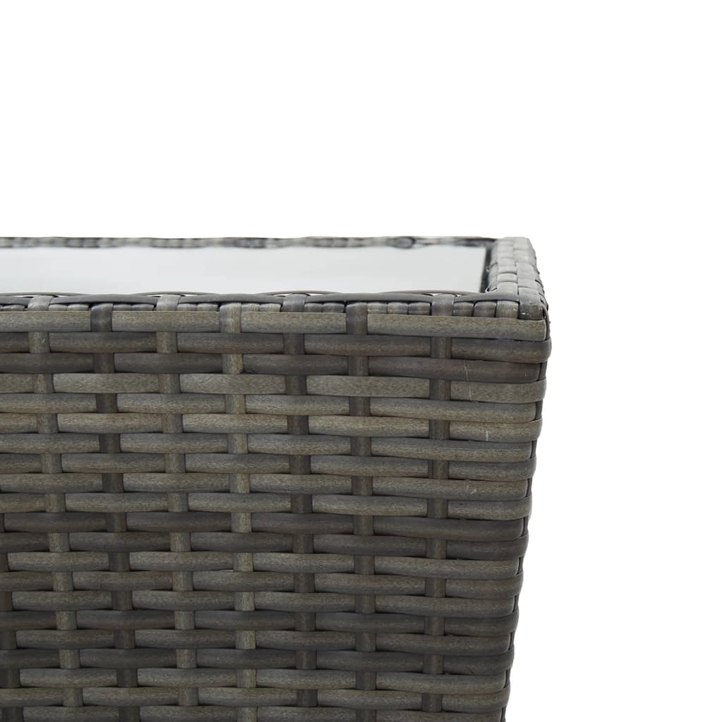 Tebord 41,5x41,5x43 cm hærdet glas og polyrattan grå - number 5.