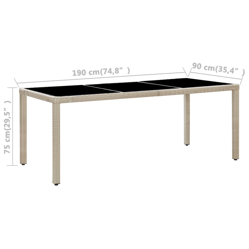 Vanjski blagovaonski stol od 9 dijelova s jastucima od poliratana bež - number 11.