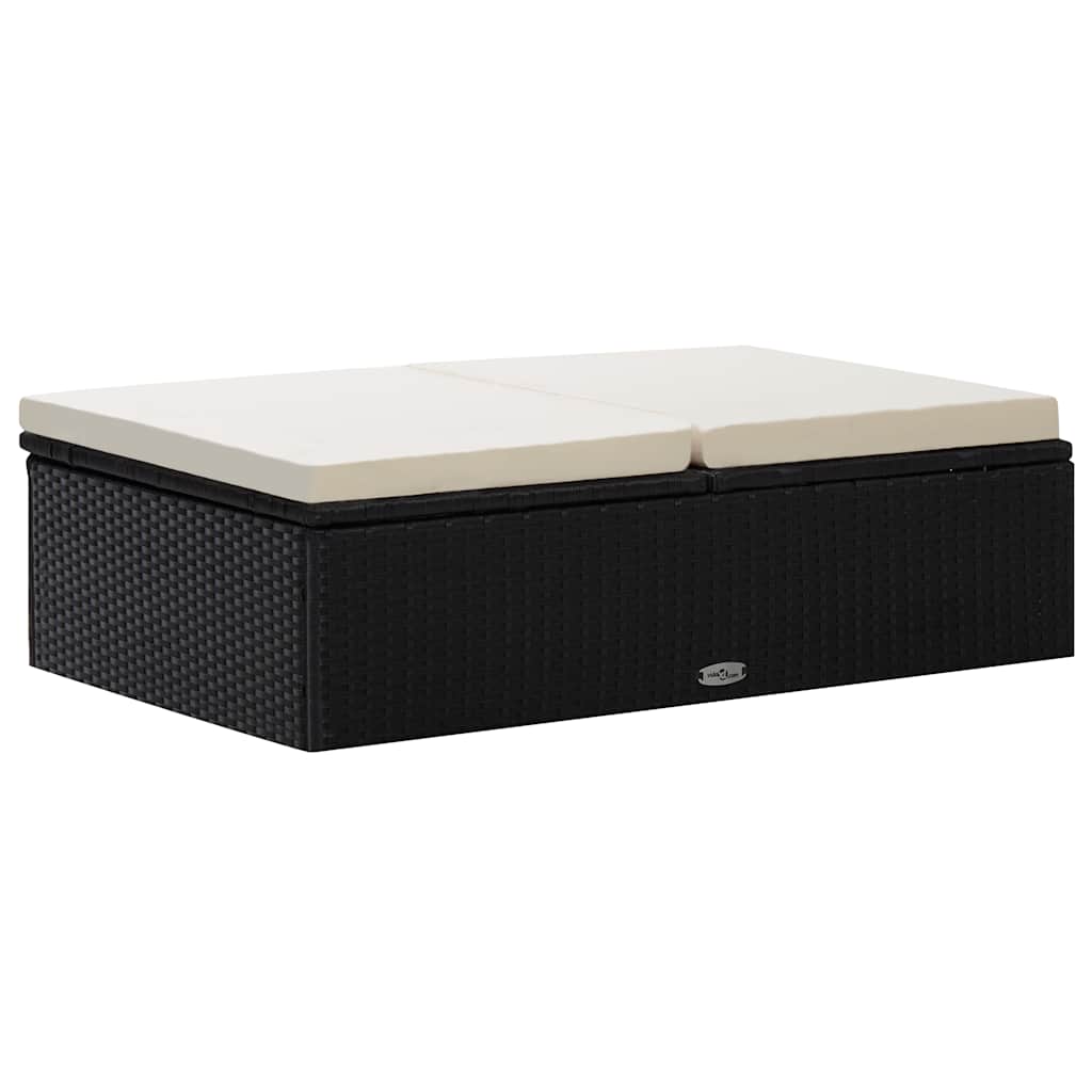 Loungesæt til haven 2 dele med hynder polyrattan sort - number 11.