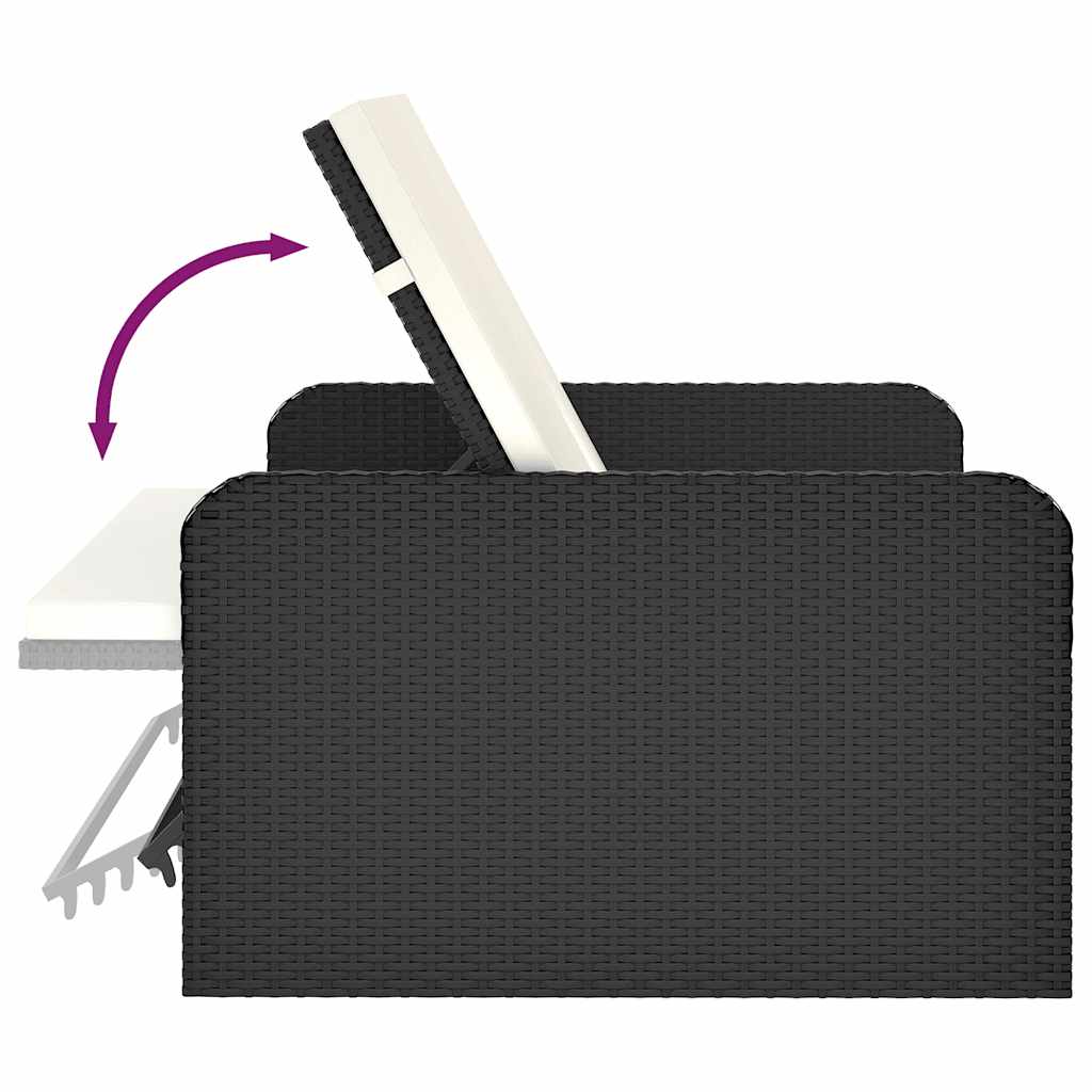 Loungesæt til haven 2 dele med hynder polyrattan sort - number 8.