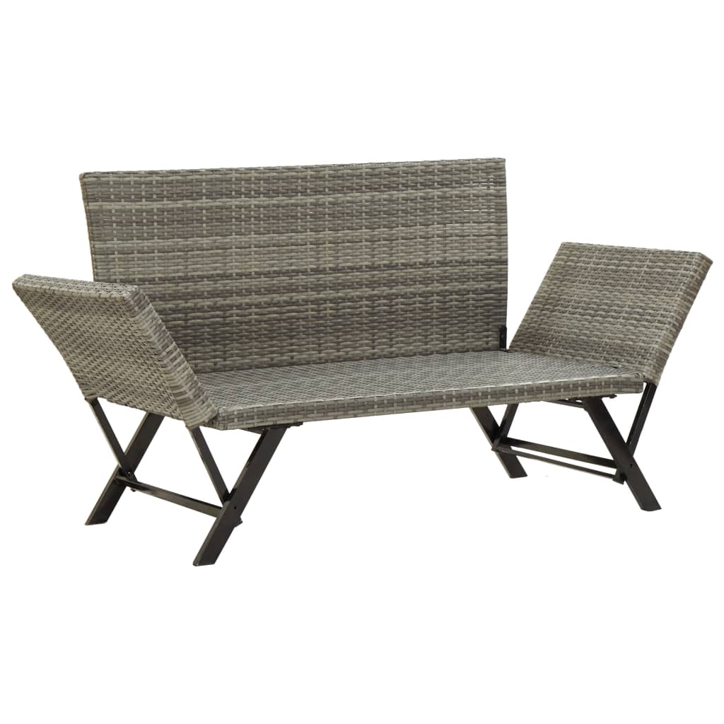 Havebænk med hynder 176 cm polyrattan - grå, 1, 2 - number 6.