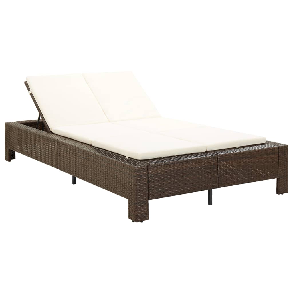 2-personers solseng med hynde polyrattan - brun - number 1.