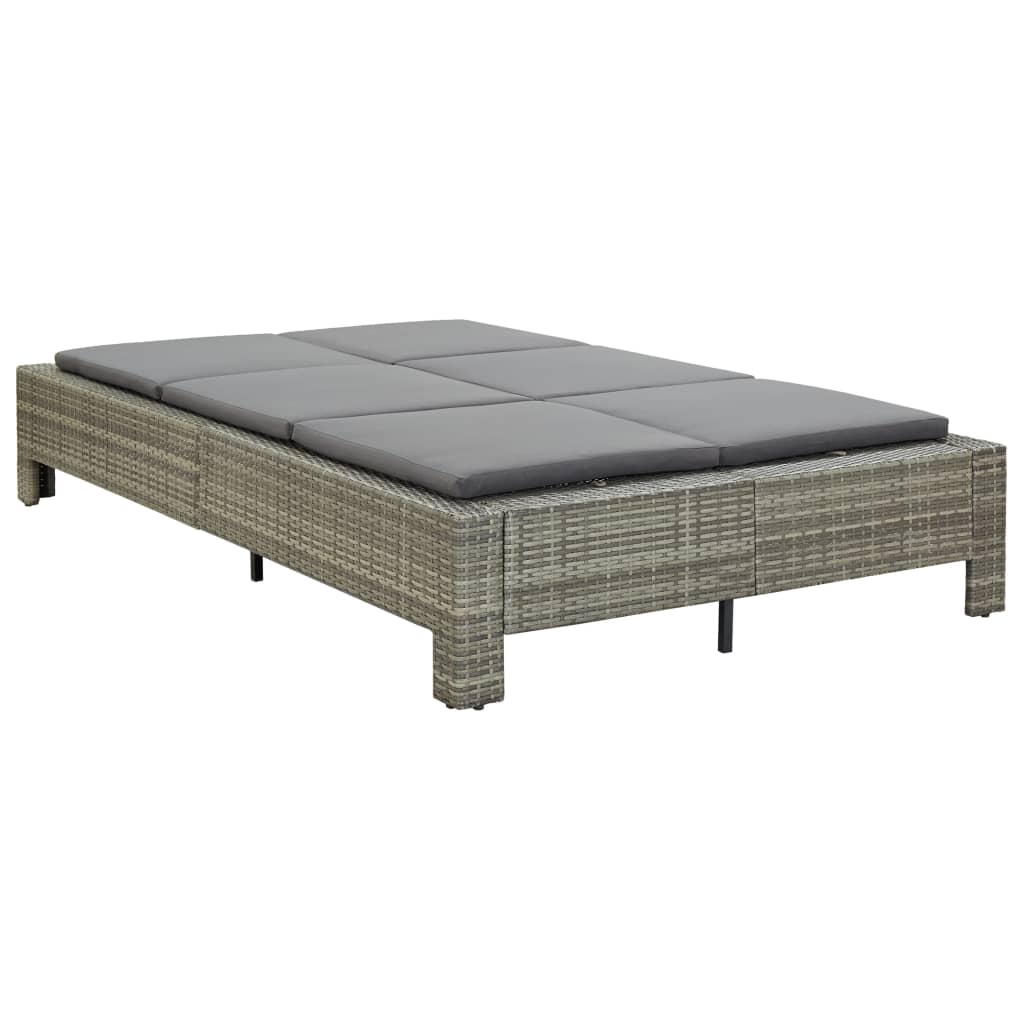 2-personers solseng med hynde polyrattan - grå - number 2.