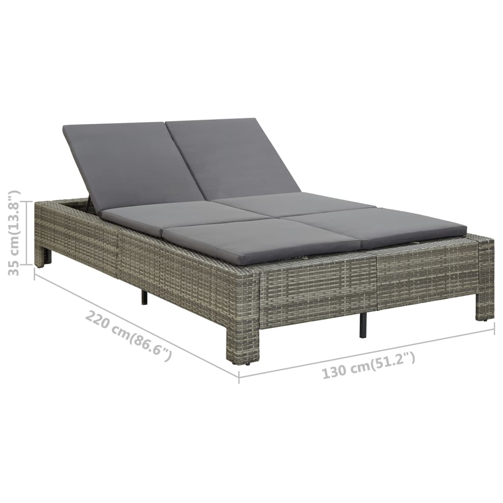 2-personers solseng med hynde polyrattan - grå - number 11.