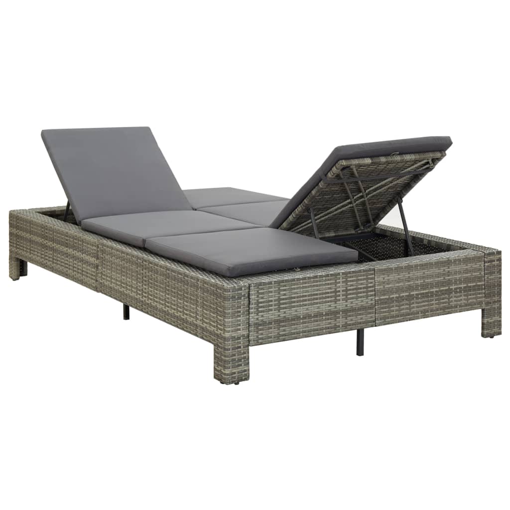 2-personers solseng med hynde polyrattan - grå - number 4.